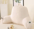 Reading Pillow for Sitting in Bed, Large Backrest Reading Pillow with Arm Rest,Back-Rest Support Cushion for Sit Up on Couch, Sofa, and Floor, Dorm Essentials (White Faux Fur, Standard(17"))