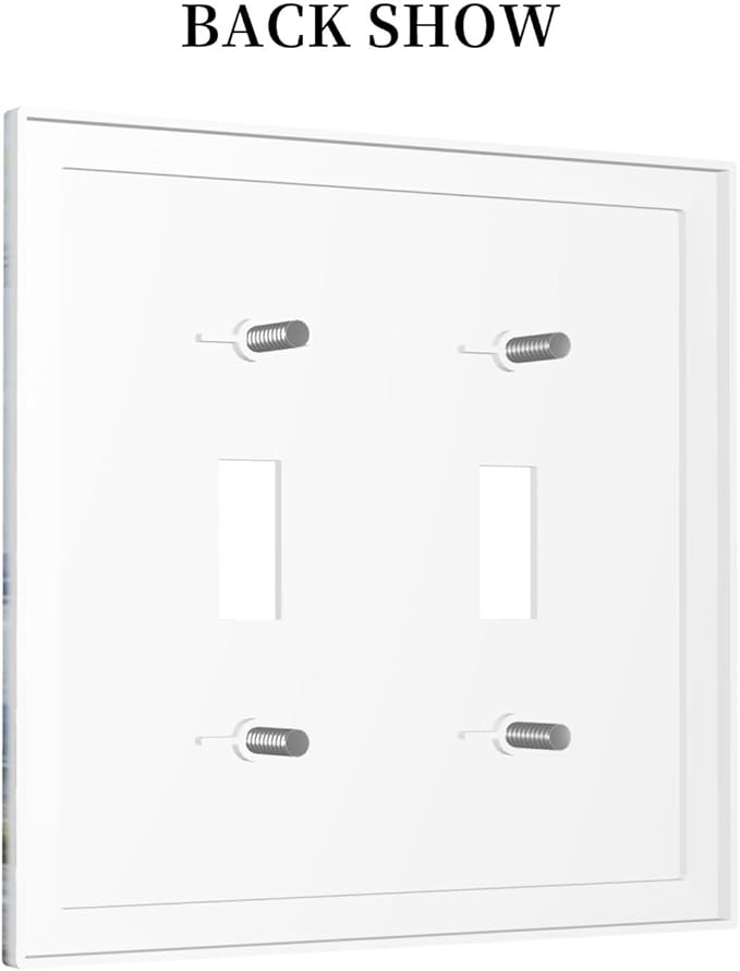 Light Switch Cover Sea Ocean Sand Coast Compass Ship Lighthouse Anchor 2 Gang Wall Plate Double Light Switch Plate Toggle Decorative Outlet Covers Electrical Switchplate for Bathroom Decor