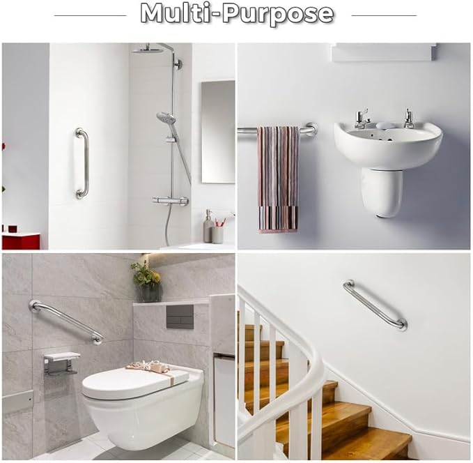 Grab Bars for Shower, 1 Pack 12-Inch Anti Slip Shower Handles for Elderly, Safety Shower Grab Bar, Stainless Steel Handicap Grab Bars for Bathroom,Toilet (Brushed Nickel, 1" Diameter)