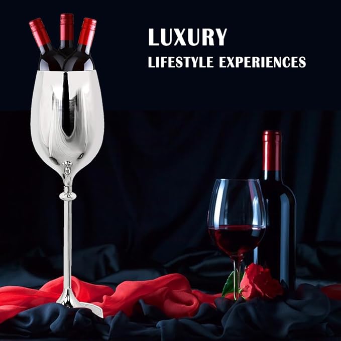 Large Champagne Glass Premium Aluminum Free Standing Nickel Plated Wine Chiller | Wine Coolers & Cellar With Ice Bucket | Kitchen & Bar Wares | Nagina International