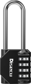 1 Pack disecu 2.6 Inch Long Shackle Combination Lock, 4 Digit Outdoor Waterproof Padlock for School Locker, Gym Locker, Storage Unit, Gate, Fence, Toolbox, Cabinet (Black)