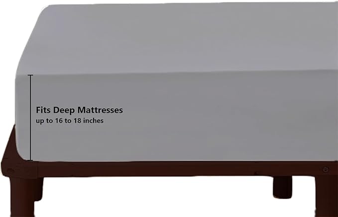 Top Split King Fitted Sheet Only for Adjustable beds, Split Down 39 inches from The Top, 600 Thread Count 100% Cotton Half Split Flex Head Fitted Sheet for Sleep Number Beds, Silver