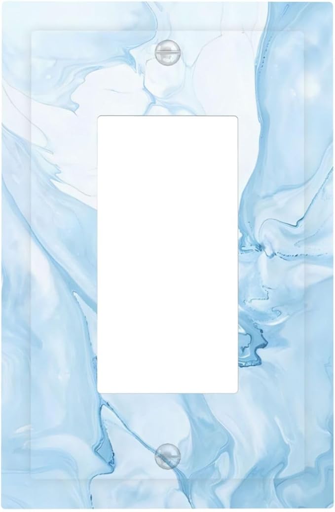 Navy Blue Sea Waves Spilled Ink Marble Simplicity Print Decorative Outlet Covers 1 Gang Single Rocker Light Switch Cover Plate Wall Plates GFCI Faceplate for Bathroom Living Room Decor