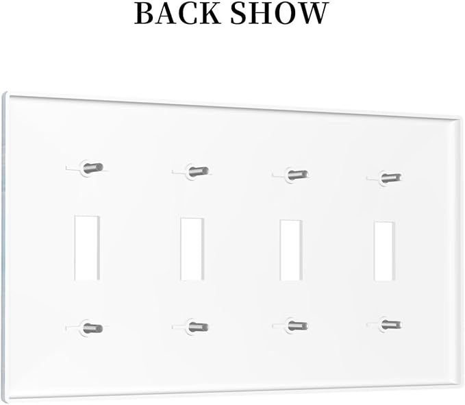 Modern Art Blue Gold Marble Abstract Luxury Print Light Switch Covers Quad Toggle Electrical Faceplate 4 Gang Wall Plate Decorative Switch Plates Cover for Bathroom Living Room Decor