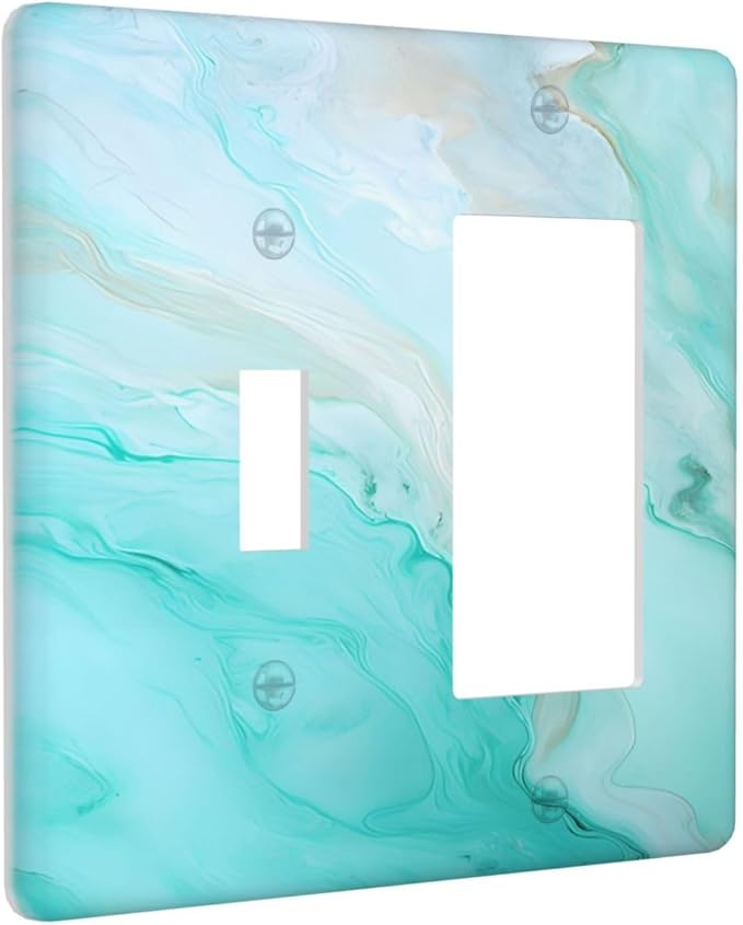 Teal Gold Marbling Turquoise Print Outlet Covers 1 Toggle 1 Rocker Combination Decorative Wall Plate Electrical Switch Plates Light Switch Cover Plate for Bathroom Living Room Home Decor