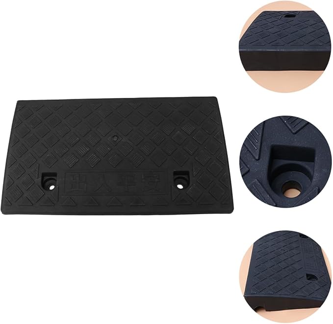 Rubber Threshold Ramp Mat 50X27X11Cm Black Portable Slope Ramp Cushion for Wheelchair Access and Home Steps for Mobility Assistance