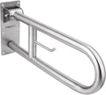 29.5 INCH Stainless Toilet Safety Rails,Disabled Flip-Up Bathroom Grab Bar with Paper Holder,Toilet Handrails Hand Grips Handle Shower Assist Aid, WochiTV Handicap Grab Bars for Elderly