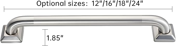 joyrain 500lb Capacity Stainless Steel Grab Bar - Heavy Duty Bathroom Safety Rail for Elderly, Anti-Slip Shower Handle, ADA Compliant (Peened, 12 inch)