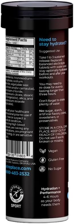 Replace by Endur, Essential Electrolyte Replacement & Hydration Support, Great for Physical Activity, Sustained-Release Tablets, 30 Tablets