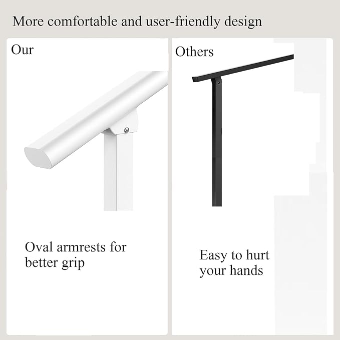Hand Rails for Outdoor Steps,2 Step Stair Handrail & Indoor Stair Railing Kit，Metty Metal Railings for Outdoor Steps and Hand Rails for Seniors for Porch Railing