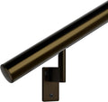 Promenaid 8ft Flush Handrail Kit - Architectural Bronze - Complete Indoor/Outdoor Handrail for Stairs - 1.6" Round Anodized Aluminum Railing with 3 Bronze Painted Wall Brackets & Flush Endcaps