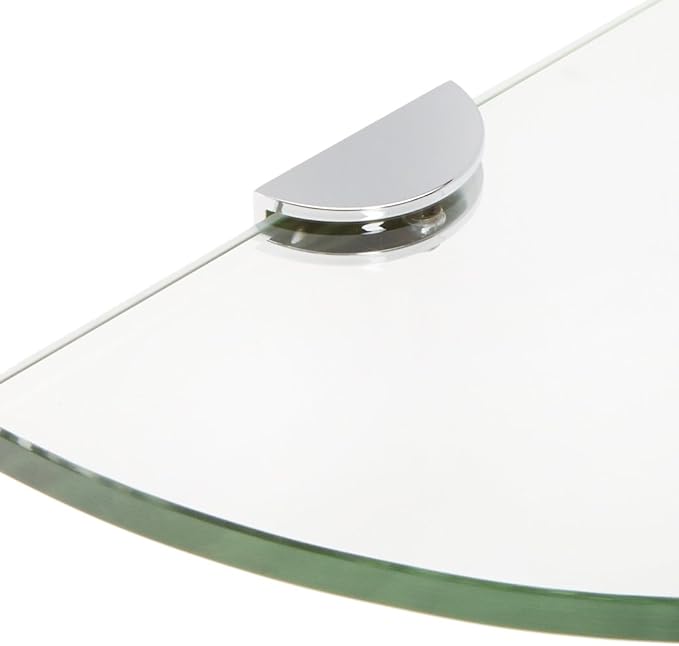 Spancraft Glass HRC12QR-CR Quarter Round Glass Shower Shelf with Half Round Clamp, Chrome Bracket, 12"
