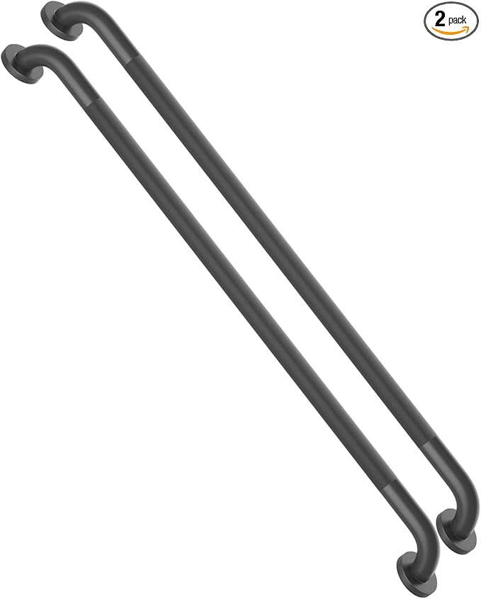 2 Pack 36 Inch Anti Slip Shower Grab Bar Oil Rubbed Black 1.25" Diameter,Munzong Bathroom Grab Bar, Knurled Bathroom Balance Bar,Safety Hand Rail Support Handicap Elderly Senior Assist Bath Handle
