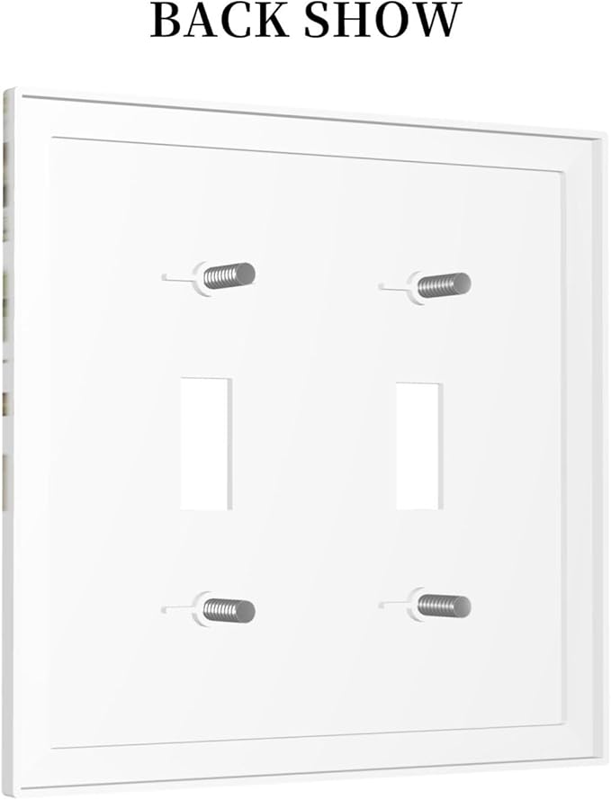 Green Leaf Eucalyptus Leaves Floral Bird Butterfly Decorative Switch Plates 2 Gang Double Toggle Outlet Light Switch Cover Wall Plate Electrical Faceplate for Bed Room Living Room Decor