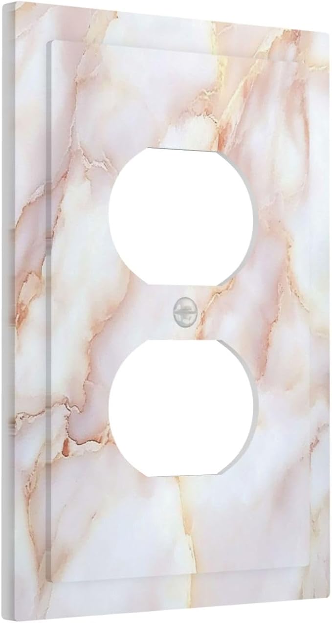 Outlet Covers Pink Jade Marble Granite 1 Gang Duplex Light Switch Cover Decorative Switch Plates Electrical Receptacle Faceplate Wall Plate For Bathroom Kitchen Decor