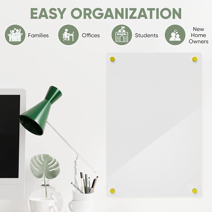 Ships Next Day, Made in USA - Acrylic Dry Erase Board | Non-Magnetic Dry Erase Board | Hanging Frameless White Board | Acrylic for Office, School and Home Walls | for Kids & Adults (White - 36x48)