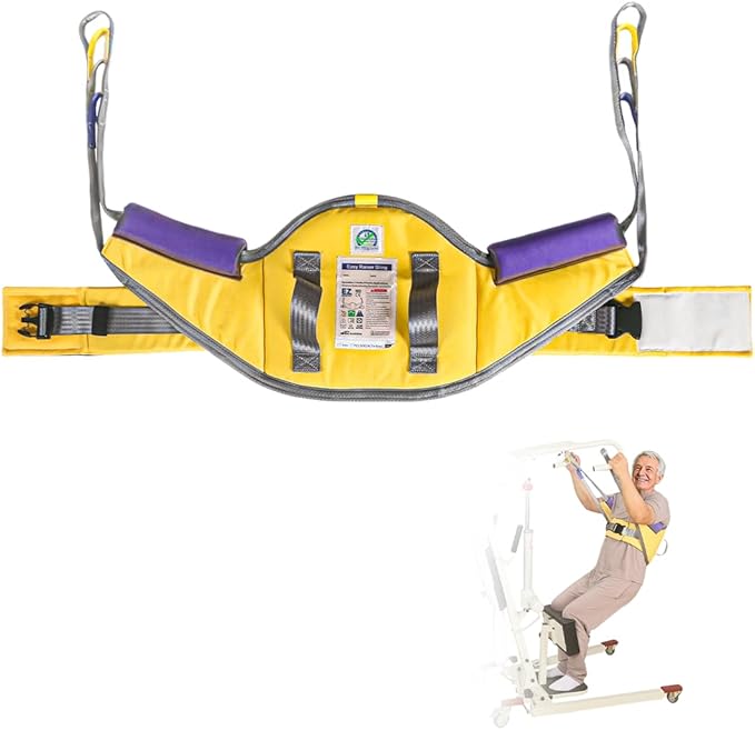 Sit to Stand Lift Patient Aid Padded Sling and Stand Assist with Back Support,Patient Lift Sling Works with Most Mobility Aids & Equipment (Yellow-Large)
