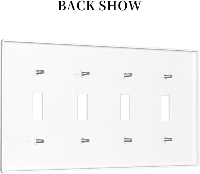 Wooden Planks Mosaic Snow Mountain Sun Light Switch Covers Quad Toggle Electrical Faceplate 4 Gang Wall Plate Decorative Switch Plates for Farmhouse Home Decor