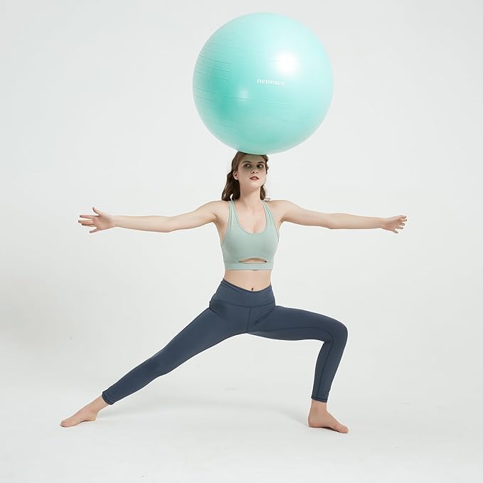 Yoga Ball Chair with 65cm Exercise Ball & 2 Resistance Bands, Stability Base for Home Office, Yoga, Pilates & Fitness, Balance Ball for Posture, Core Strength & Low Impact Workouts