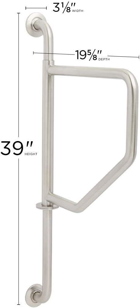 Seachrome Bathroom Grab Bar, Wall to Wall Stainless Steel Swing Away Grab Bar, 1 1/4-Inch Diameter, Handicap Grab Bar, Safety Rail, Satin Stainless (GW-4236-Q-SS)