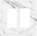 White Marble Abstract Luxurious Print Decorative Outlet Covers 2 Gang Double GFCI Rocker Electrical Wall Panels Light Switch Cover Plate for Bathroom Kitchen Home Decor