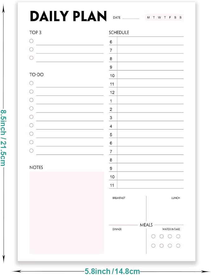 (Pack of 3) Nokingo Daily To Do Lists - A5 Calendar, Organizer with Priority, To Do Lists, Appointments, Meals and Water Intake Tracker, 50 Undated Tear-Off Sheets Daily Planner Pad, 5.8"x8.25"