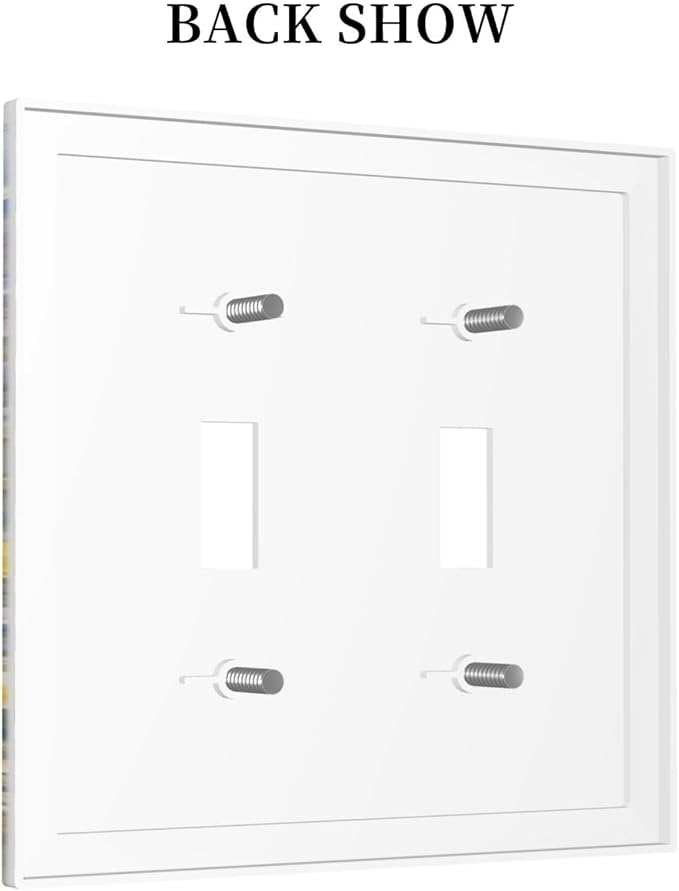Decorative Light Switch Cover Plate Purple Flower Butterfly Yellow Daisy 2 Gang Switch Plate Covers Double Toggle Wall Plate Dual Device Faceplate for Bathroom Decor
