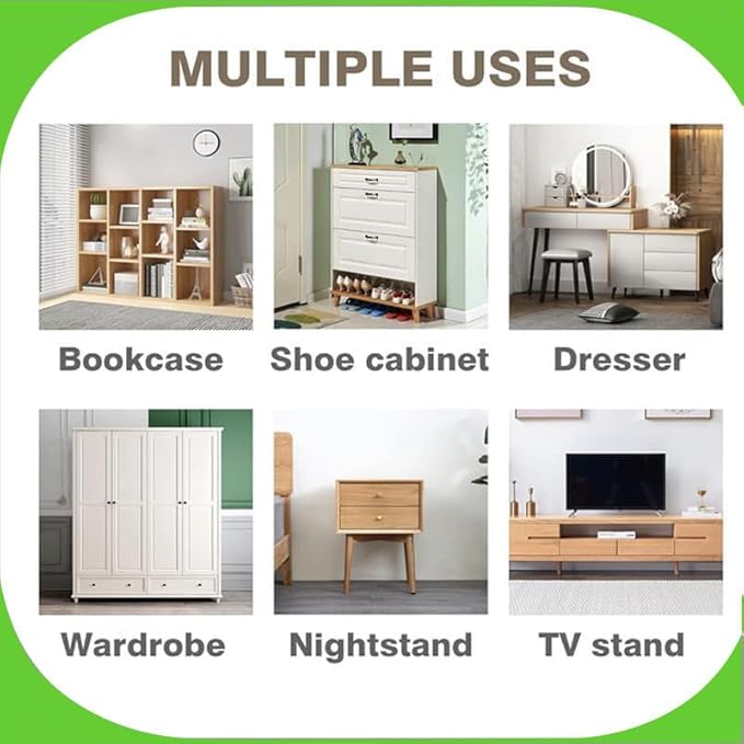 Furniture Anchors Small Aesthetic Earthquake Straps for Furniture Dresser Wall Anti-Tip Furniture Safety Anchor to Childproof and Babyproof Your Home Holds Up to 500 Pound 4pcs Bracket