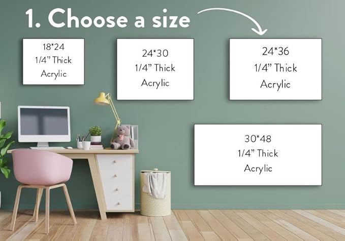 Acrylic Dry Erase Board for Wall with Stylish Border - Shipped Next Day, Made in USA, Non-Magnetic Whiteboard, Wall Mounted Board, Easy to Clean (Clear - 12x18)