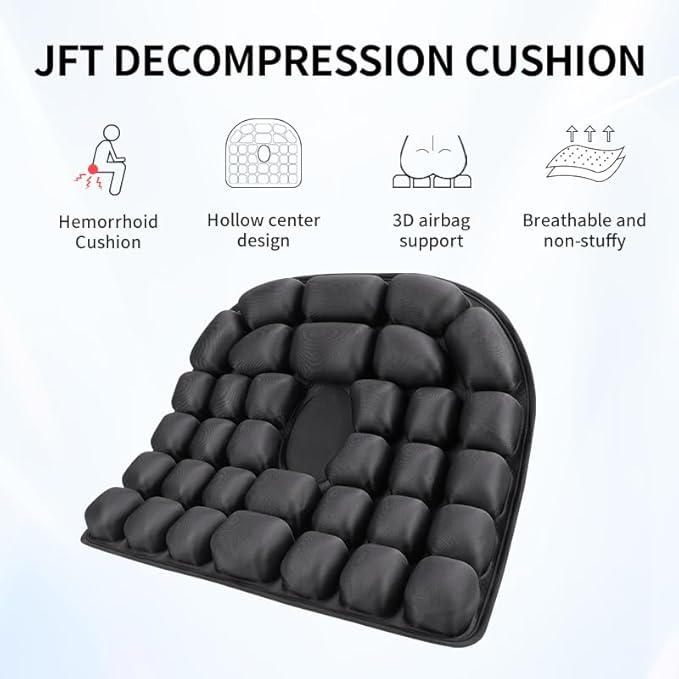 Travel Cushion,3DAir Inflatable Pressure Relief Cushion,Airplane seat Cushion for Long Flights,Press Type air Inflatable Wheelchair seat Cushion for Car,Office,Stadium,Ergonomic Comfort Support