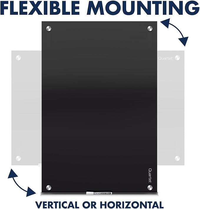 Quartet Magnetic Dry Erase Board, 48" x 36" Glass Whiteboard for Wall, Infinity, Black (G4836B)