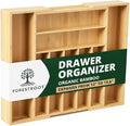 Bamboo Drawer Organizer – Expandable 9 Slot Silverware & Utensil Tray for Kitchen, Office & Kitchen – Fits 13”–19.6” Drawers, Natural Bamboo Wood, Deep Compartments - Durable & Eco-Friendly