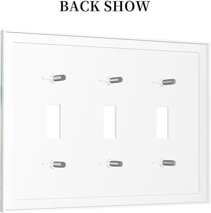 Light Switch Cove Beach Chair Seascape Blue Ocean 3 Gang Wall Plate Triple Light Switch Plate Modern Coastal Toggle Decorative Outlet Covers Electrical Switchplate for Bathroom Decor