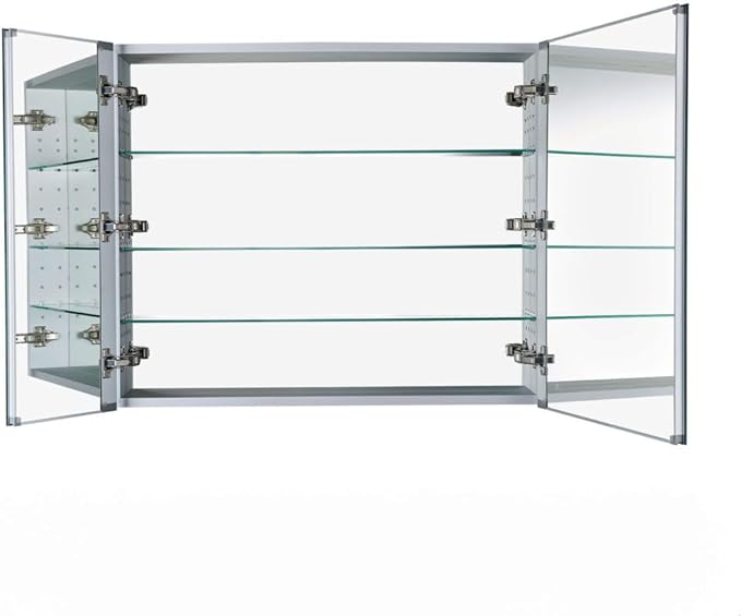 Fine Fixtures Bathroom Medicine Cabinet, Aluminum, Recessed/Surface Mount, 36" x 30", Right/Left Hinged, Mirrored Interior
