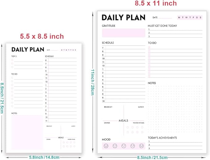 (Pack of 3) Nokingo Daily To Do Lists - A5 Calendar, Organizer with Priority, To Do Lists, Appointments, Meals and Water Intake Tracker, 50 Undated Tear-Off Sheets Daily Planner Pad, 5.8"x8.25"