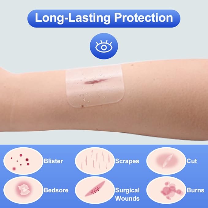 20 Count Hydrocolloid Bandages 2 x 4 in, Large Wound Dressing Healing Bandages for Wounds, Waterproof Bandage Large