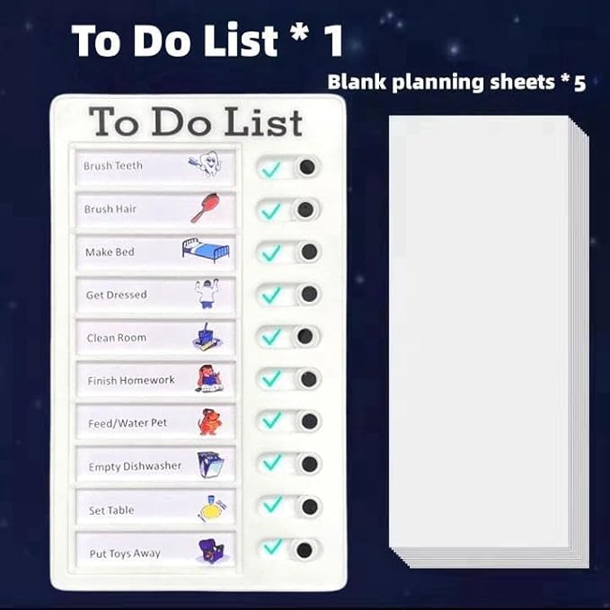 Chore Chart for Adults to do List My Chores Checklist Task Board Sliding Routine Chart for Kids, Memo Boards Slider Schedule DIY Detachable Daily Checklist Planning Table (1Pcs White to Do List)