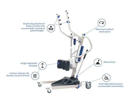 Invacare RPS350-1 Reliant Battery Powered Stand-Up Patient Lift with Manual Low Base, 350 lb. Weight Capacity