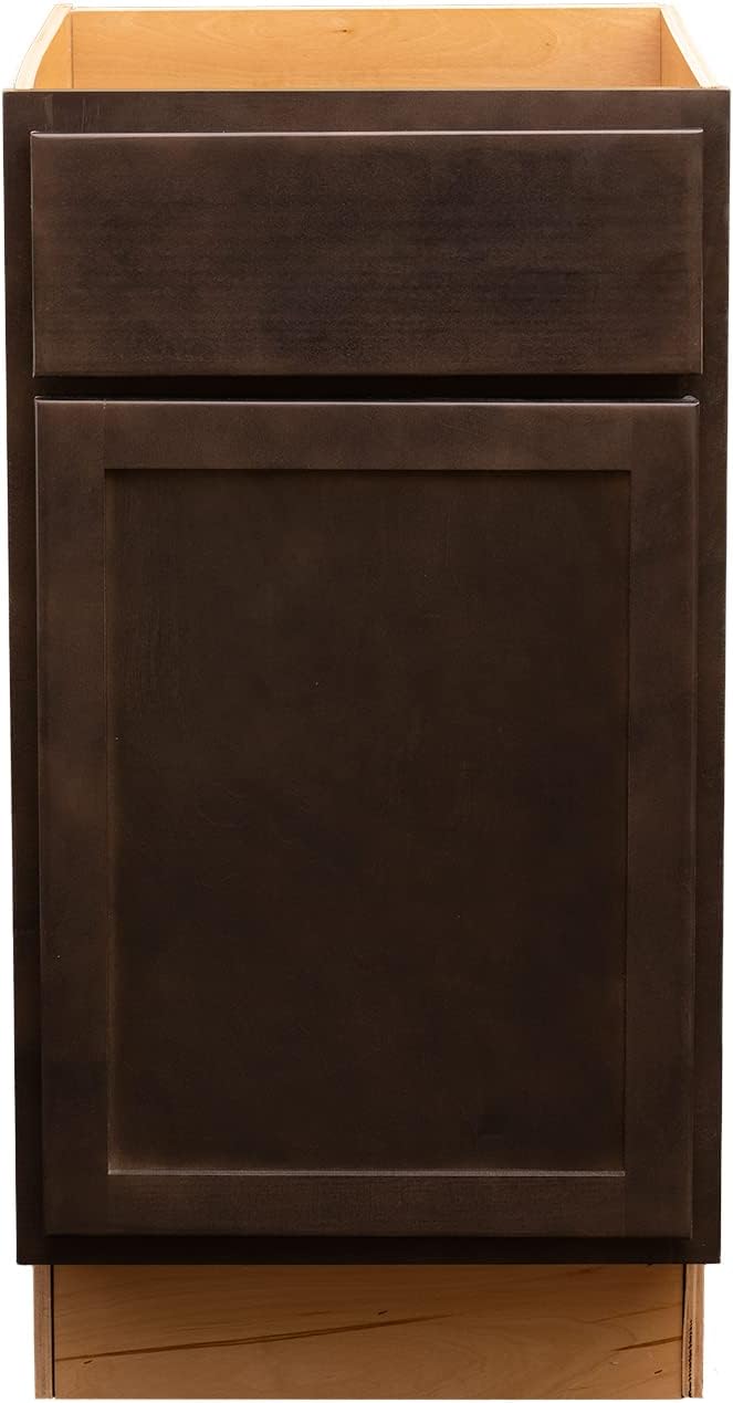 Quicklock RTA (Ready-to-Assemble) | Base Kitchen Cabinets - Shaker Style | Made in America (Espresso Stain, 15" Wx34.5 Hx24 D Base)