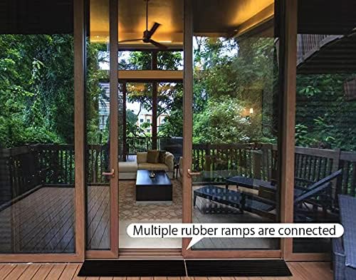 1'' Rise Solid Rubber Wheelchair Ramp,Threshold Ramp Used for Thresholds,Doorways and Bathroom (High:1 Inch(Pack of 1)) Black