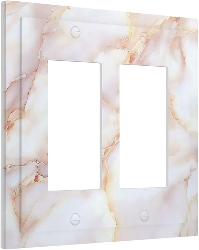 Decorative Outlet Covers Pink Jade Marble Granite 2 Gang Double Gfci Rocker Electrical Wall Panels Light Switch Cover Plate For Bathroom Kitchen Decor