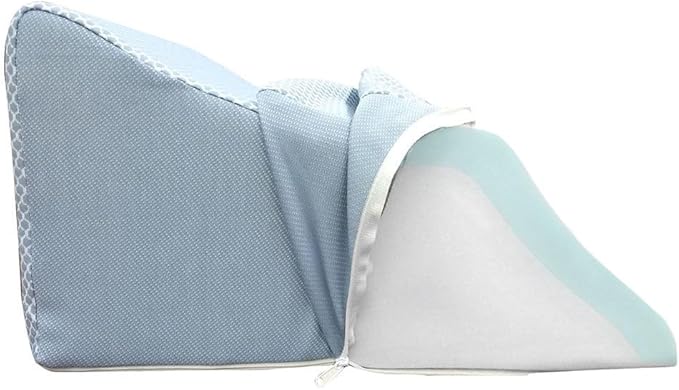 Lounge Doctor Elevating Leg Rest Wedge Pillow with Memory Foam, Light Blue, Medium