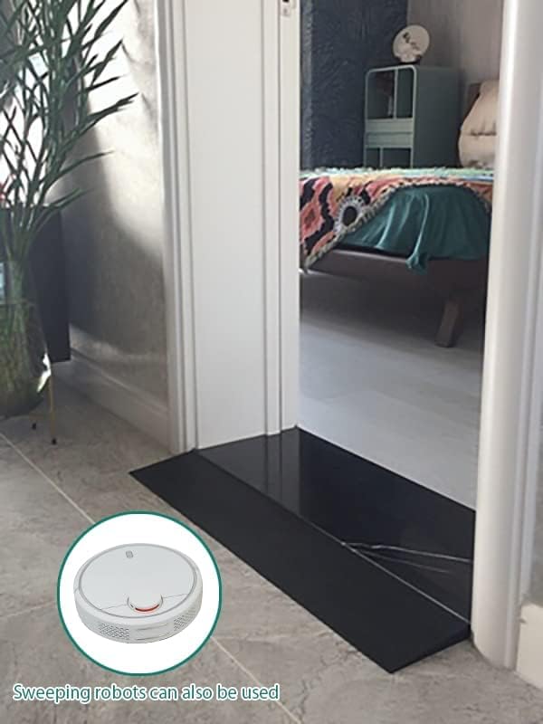 0.8'' Rise Solid Rubber Wheelchair Ramp,Threshold Ramp Used for Thresholds,Doorways and Bathroom (High:0.8 Inch(Pack of 1)) Black