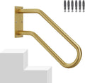 Hand Rails for Outdoor 1-2 Steps, Indoor Stairs, Bathroom, Wall Mount Non-Slip U-Shape Stair Hand Railing Gold 1 Pack