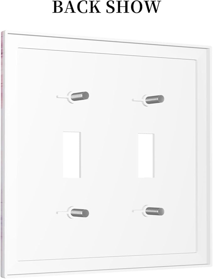Decorative Switch Plates Pink Marble Abstract Purple Gold Texture 2 Gang Double Toggle Outlet Light Switch Cover Wall Plate Electrical Faceplate for Bathroom living Room Decor