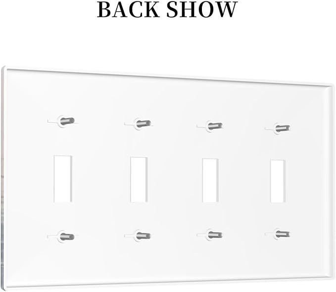 Decorative Switch Plate Covers Pink Floral Wildflower Green Plants 4 Gang Light Switch Cover Plate Quad Toggle Wall Plate Light Switch Covers for Bathroom Decor