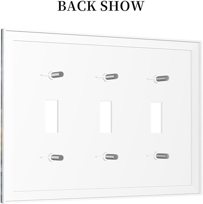 Decorative Switch Plate Covers Gold Dark Blue Gilt Haze Marble 3 Gang Light Switch Cover Plate Triple Toggle Wall Plate Light Switch Covers for Bathroom Decor