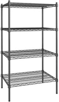 21" x 30" NSF Black Epoxy 4-Shelf Kit with 54" Posts, Heavy Duty Storage Shelving, Wire Shelving Kit, NSF Commercial Storage Rack Unit