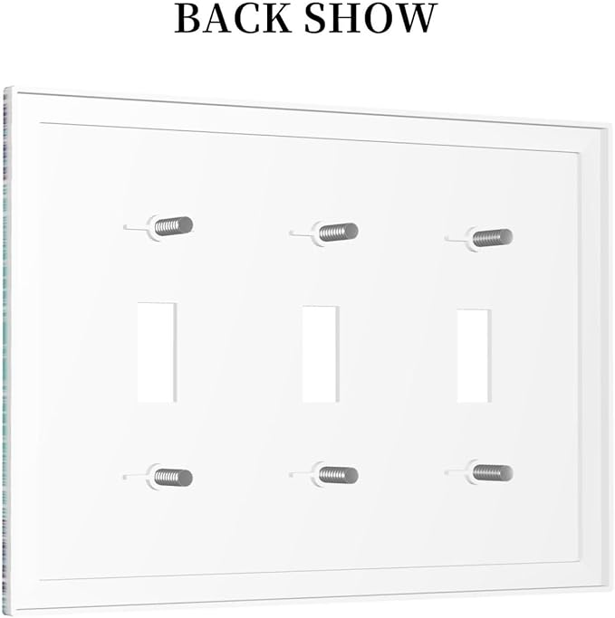 Light Switch Cover Ombre Modern Mandala Floral Geometric 3 Gang Wall Plate Triple Light Switch Plate Toggle Decorative Outlet Covers Electrical Switchplate for Bathroom Bedroom Decor
