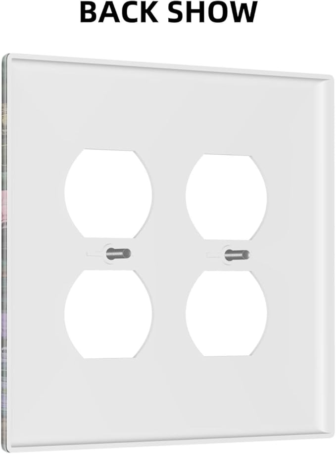 Decorative Switch Plate Covers Colorful Floral Dark Sky Wildflower Plants 2 Gang Outlet Covers Double Duplex Light Switch Cover Plate Gfci Wall Plate for Bathroom Decor